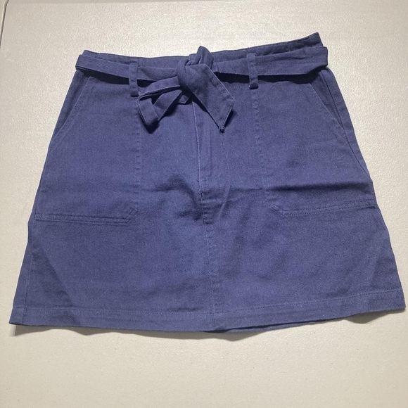 NWT Francesca's Harper Heritage Navy Blue Tie Waist Skirt Women's Large L New - Picture 5 of 10